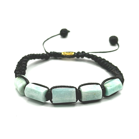 Amazonite bracelet natural stone, hand knitted, adjustable size, stone of hope