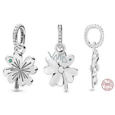 Charm Sterling silver 925 Four-leaf clover for luck, nature bracelet pendant