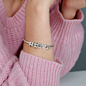 Sterling silver 925 Alphabet letter V, bead for bracelet