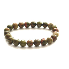 Unakite bracelet elastic natural stone, 8 mm bead / 16 - 17 cm, stone of personal growth and visions, release