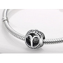 Aries, zodiac sign, silver + zirconia bracelet pendant, ball 9 mm 1 piece