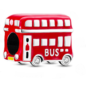 Sterling silver 925 London, red bus, travel bracelet bead