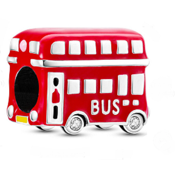 Sterling silver 925 London, red bus, travel bracelet bead