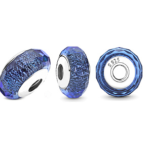 Charm Sterling silver 925 Blue faceted Murano glass bead bracelet universe