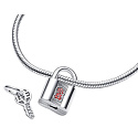 Charm Sterling silver 925 Padlock and key 2in1 red, love bracelet pendant