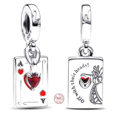 Charm Sterling Silver 925 Disney Alice in Wonderland 2-in-1 Queen of Hearts, Fairy Tale Bracelet Pendant