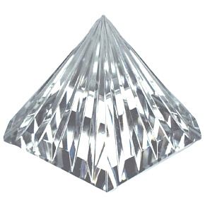 Crystal Glass Pyramid Ribbed 40 mm Crystal - Paperweight