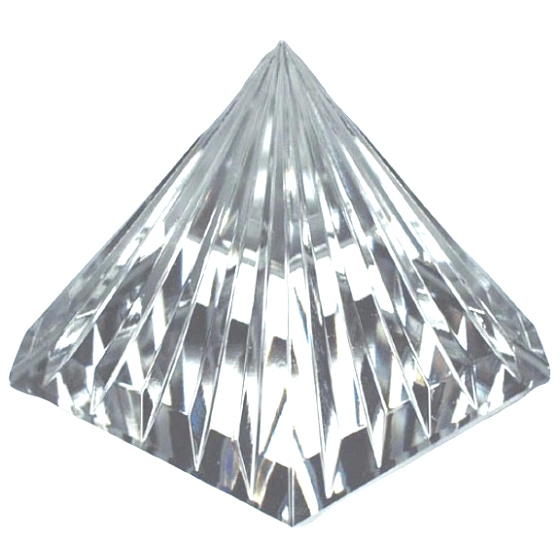 Crystal Glass Pyramid Ribbed 40 mm Crystal - Paperweight