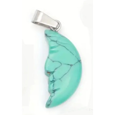 Tyrkenite Moon pendant natural stone, hand cut figurine 2,2 x 10 mm, stone of young people, looking for a life goal