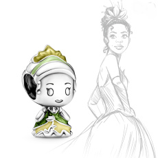 Charm Sterling silver 925 Princess Tiana and frog, bead on bracelet film