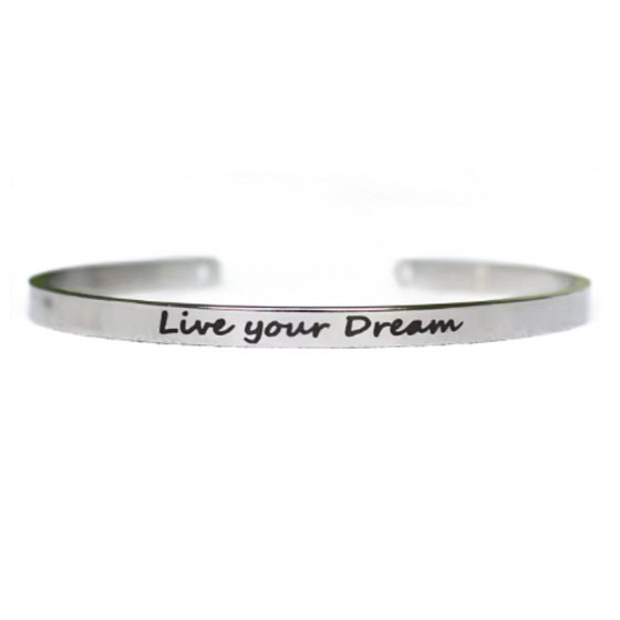 Stainless steel bracelet open cuff, engraving, 4mm width.color 3
