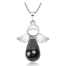Onyx black Angel pendant natural stone 4,2 x 3 cm, life force stone
