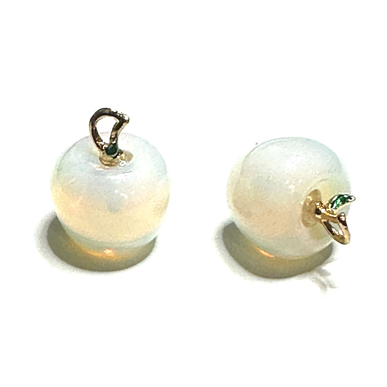 Opalite Apple of Knowledge pendant, synthetic stone 2,7 x 15 mm, stone of wishes and hope