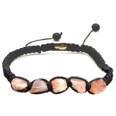 Sunstone bracelet natural stone, hand knitted, adjustable size, hides the power of the sun and fire