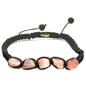 Sunstone bracelet natural stone, hand knitted, adjustable size, hides the power of the sun and fire
