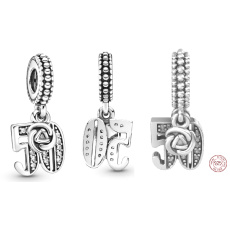 Charm Sterling silver 925 50 years of love, 2in1 anniversary bracelet pendant