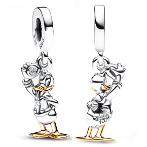 Charm Sterling silver 925 Disney 100. anniversary of Donald Duck, bracelet pendant
