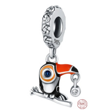 Charm Sterling silver 925 Tukan pendant on animal bracelet