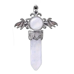Crystal cross made of alloy and natural stone 5.3 x 3.7 x 12 mm, stone of stones
