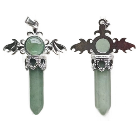 Chalcedony cross made of alloy and natural stone 5.3 x 3.7 x 12 mm, stone of love and joy