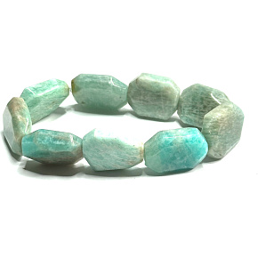 Amazonite bracelet elastic natural stone 19 x 15 x 7 mm / 16 - 17 cm, stone of hope