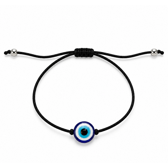 Blue Nazar Eye – black string bracelet with adjustable size | Protective talisman