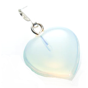 Opalit Heart pendant synthetic stone 1,5 cm 1 piece, stone of wishes and hopes