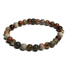 Coral fossil bracelet elastic natural, ball 6 mm / 16 - 17 cm