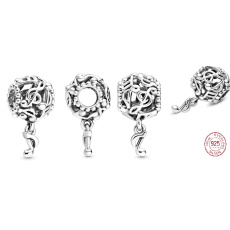 Sterling silver 925 Punched musical notes, bead on bracelet symbol