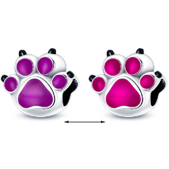Charm Sterling silver 925 Thermo - Cat, Dog, Bear paw, pet bead on bracelet
