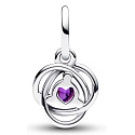 Charm Sterling silver 925 Violet eternity circle February, pendant on bracelet symbol