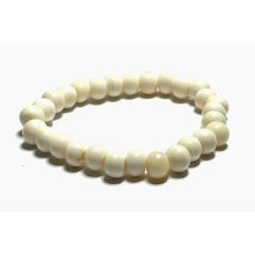 Bone from Yak white Tibetan bracelet elastic natural stone, bead 8 mm / 16 - 17 cm, protective item, amulet