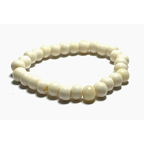 Bone from Yak white Tibetan bracelet elastic natural stone, bead 8 mm / 16 - 17 cm, protective item, amulet