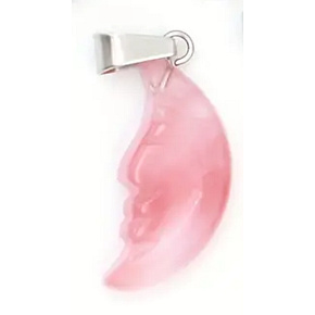 Rose Quartz Moon pendant natural stone, hand-polished figurine 2.2 x 10 mm, stone of love