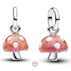 Charm Sterlingové stříbro 925 Kouzelná muchomůrka s růžovým leskem, přívěsek na náramek příroda
