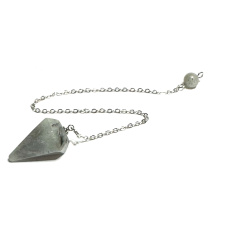 Labradorite pendulum natural stone 2,5 cm + 18 cm chain with bead, stone of transformation