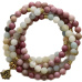 108 Mala Amazonite + Rhodonite + Lotus necklace meditation jewelry, natural stone, ball 6 mm