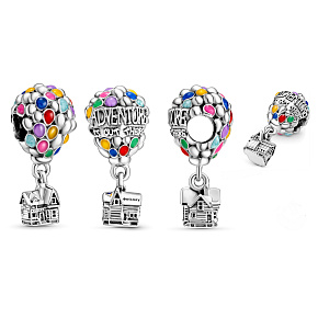 Charm Sterling silver 925 Disney Up in the sky - Flying house with balloons, bead for bracelet