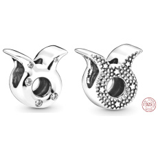 Charm Sterling silver 925 Zodiac sign Sparkling Bull, bead for bracelet