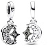 Charm Sterling silver 925 Crescent and rotating star, universe bracelet pendant