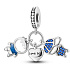 Charm Sterling Silver 925 Siblings Brothers 3-in-1, Family Bracelet Pendant