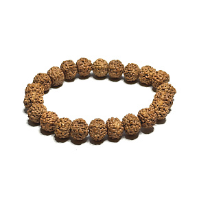 Rudraksha náramek elastický přírodní kámen 9 mm / 16 - 17 cm Rudraksha náramek elastický přírodní kámen 9 mm / 16 - 17 cm