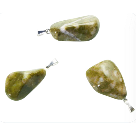 Epidot Troml pendant natural stone, 2,2-3 cm, 1 piece, heart healing stone