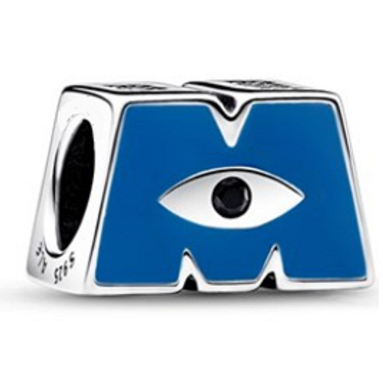 Charm Sterling silver 925 Disney Monsters Ltd (Pixar), Logo M, bead on bracelet movie