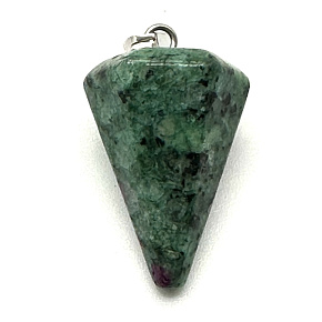 Anyolite / Ruby in Zoisite pendulum natural stone 2,2 cm, relieves stress
