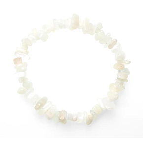 Moonstone white bracelet elastic chopped natural stone 19 cm, stone of destiny
