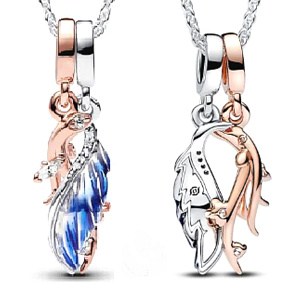 Charm Sterling silver 925 Feather Pendant 2in1, animal bracelet pendant Charm Sterling silver 925 Feather Pendant 2in1, animal bracelet pendant