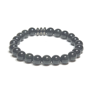 Obsidian blue bracelet elastic natural stone, ball 8 mm / 16-17 cm, rescue stone