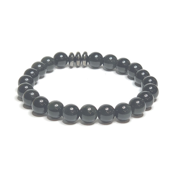 Obsidian modrý náramek elastický přírodní kámen záchrany