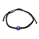 Blue eye bracelet woven black cord